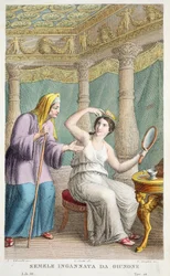 Semele is Deceived vagy Semele Ingannata da Giunone, illusztráció Ovidius Metamorfózisaiból, Firenze, 1832 (kézzel színezett metszet)